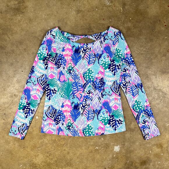 Lilly Pulitzer Tristan Top Boat Neck Long-Sleeve Size‎ XS Twist Back Keyhole - Picture 1 of 12
